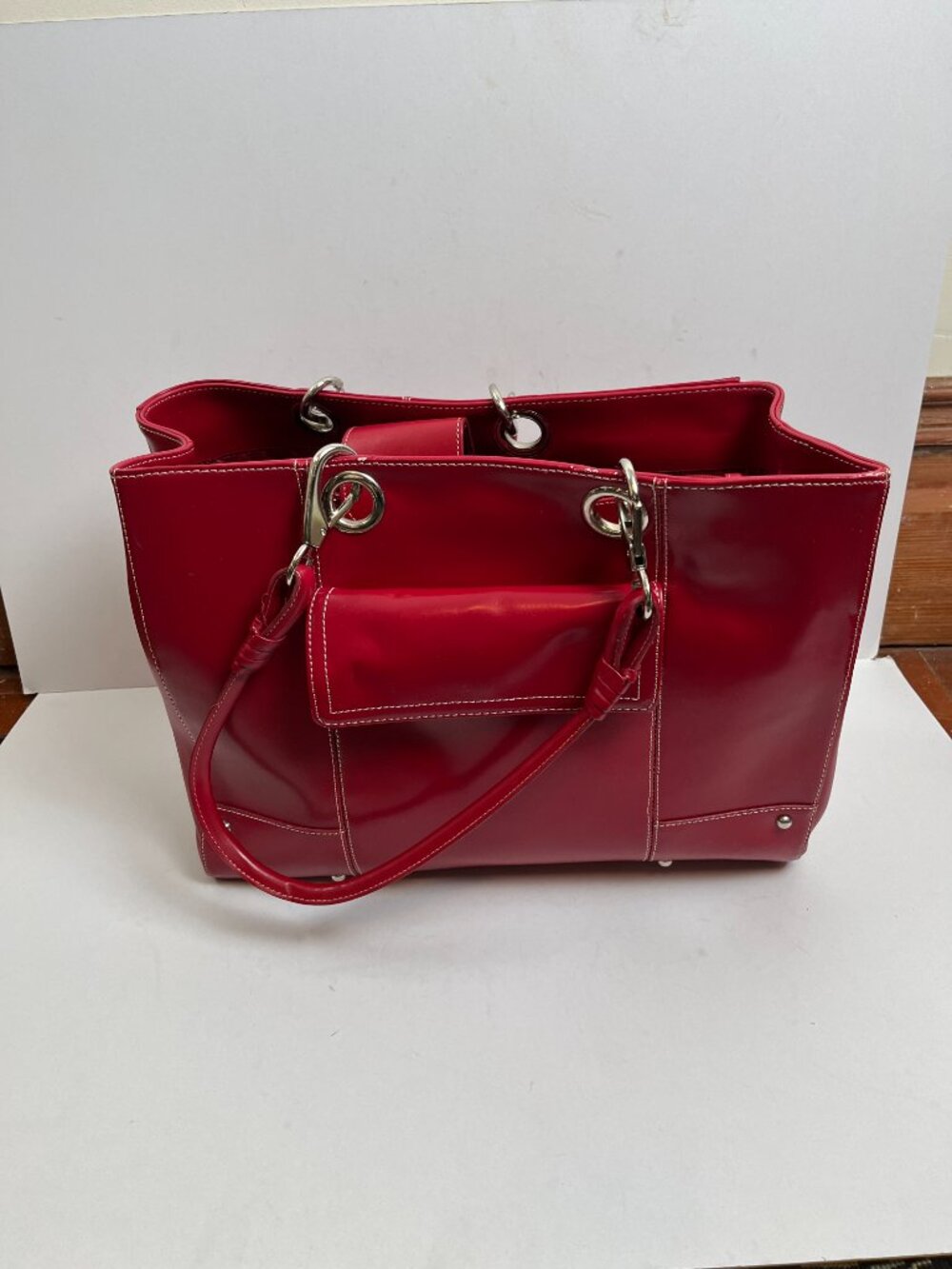Wilson Leather Red Satchel Tote Bag